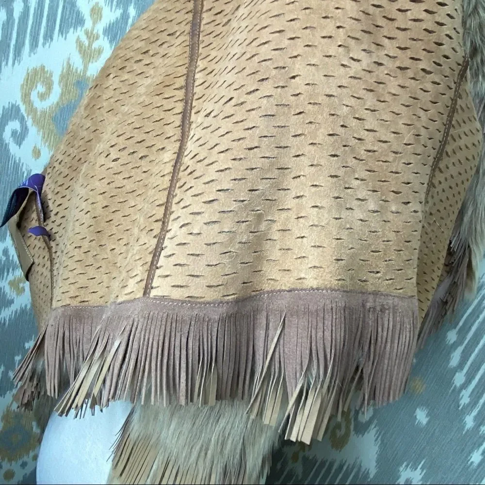 Ralph Lauren ‘15 Collection Tan Italian Lamb Shearling & Suede Fringe Jacket - Picture 4 of 16